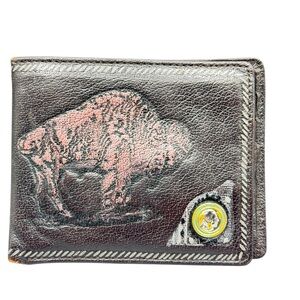 🦬 Bradford Exchange Buffalo Leather Wallet w/ Coin Detail